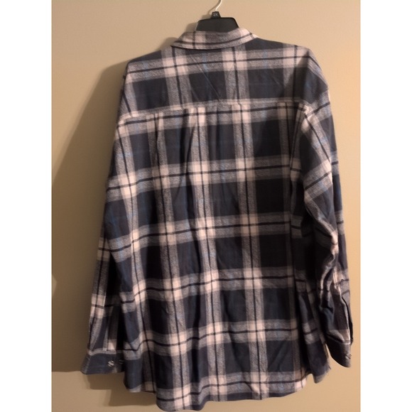 Work N' Sport 3XLT Black White Blue Plaid Long Sleeve Flannel Button Shirt EUC - Picture 3 of 9